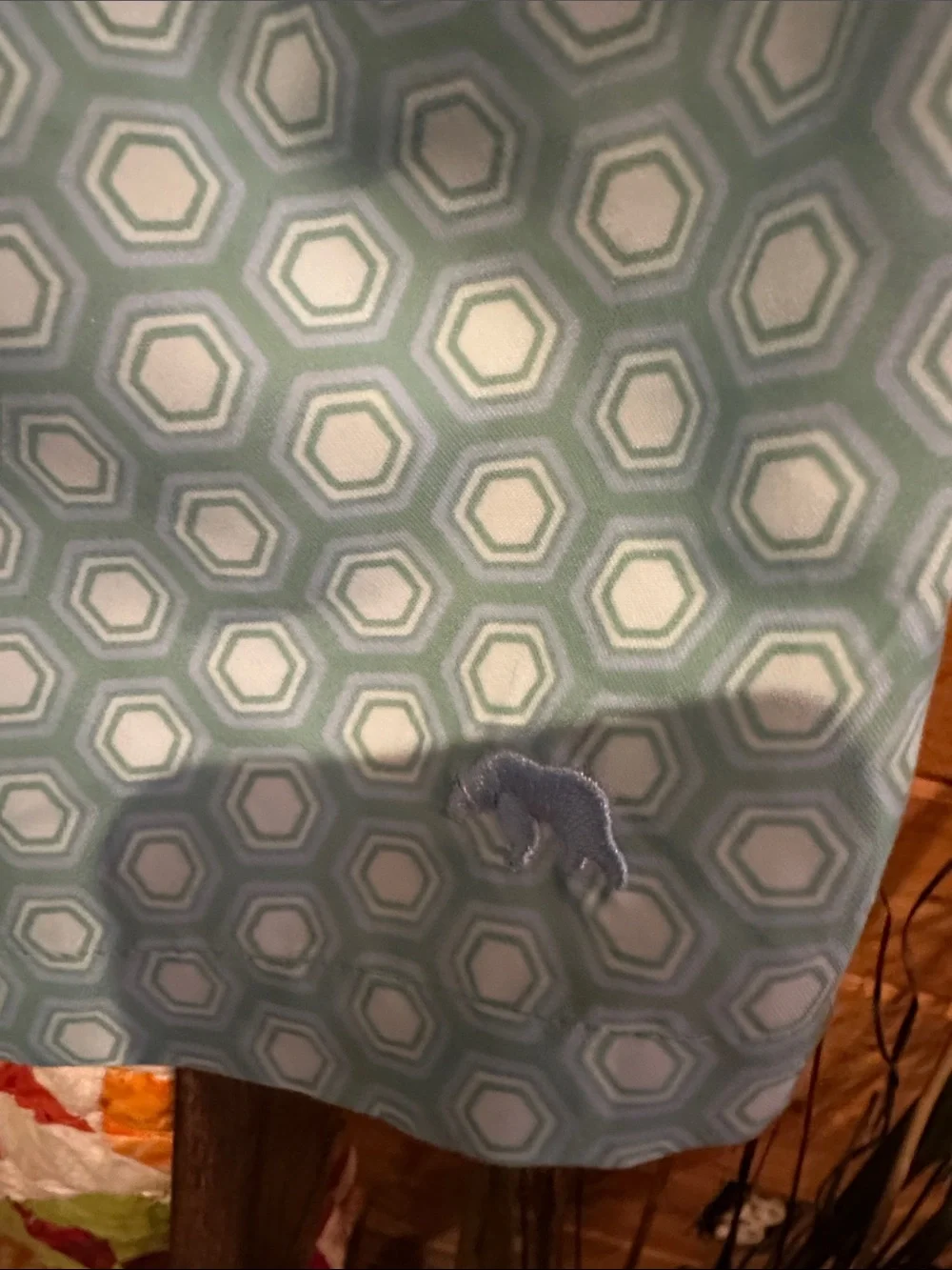 Men's Light Teal Geometric Swim Trunks with Drawstring